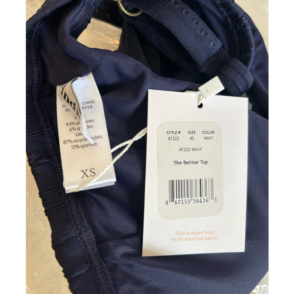 Andie The Belmar Bikini Top In Navy Eyelet XS NWT - Picture 4 of 5